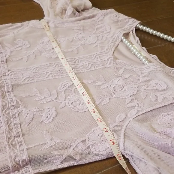 Tea N Rose Womens Shortsleeve Sheer Lined Lavender Maxi Dress - Picture 10 of 12